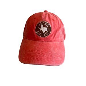 Vintage Red Texas Est. 1845 Baseball Cap Adjustable Strap 100% Cotton One Size F